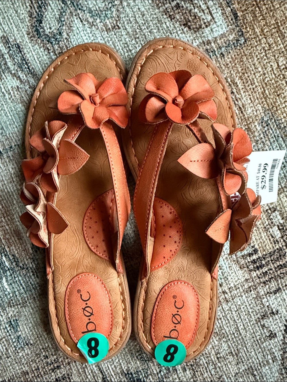 b.o.c. Floral T-Strap Orange-Brown Sandals